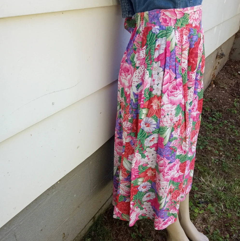 Vintage Plus Size Floral Print Skirt - Picture 5 of 7